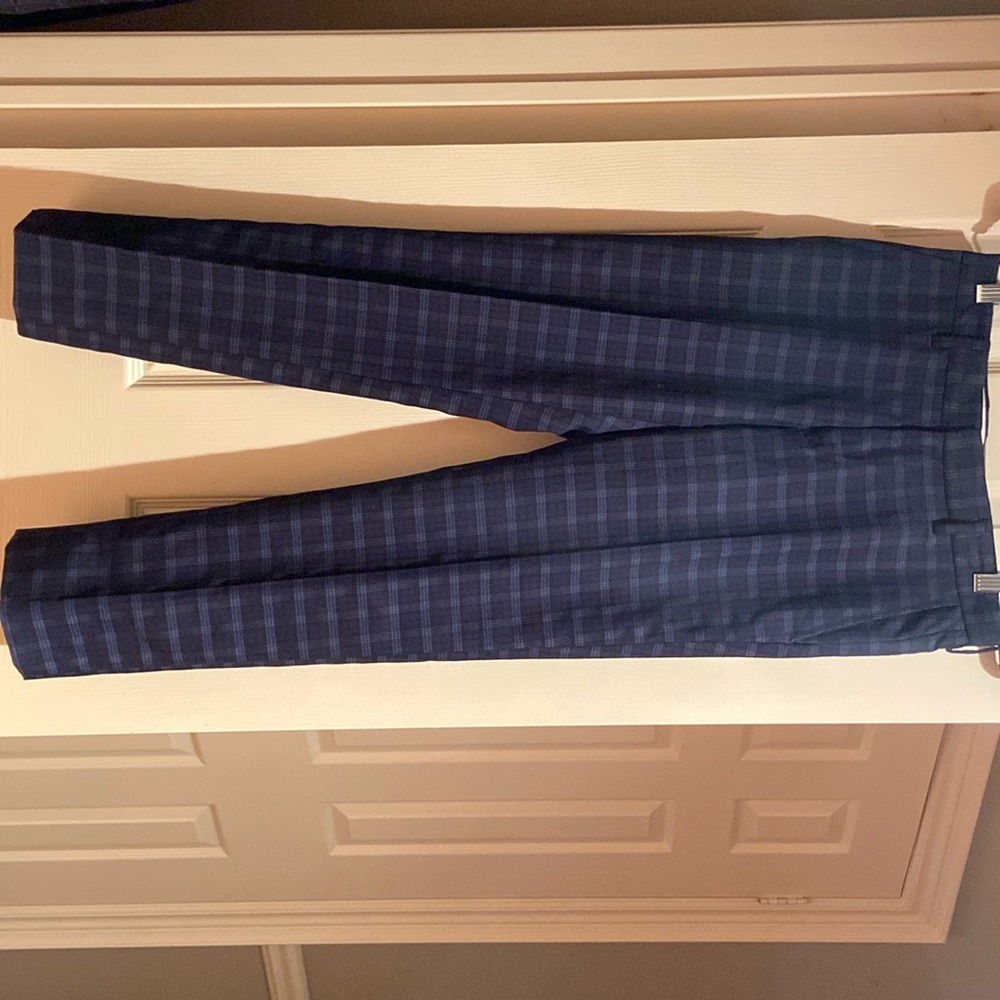 Men’s Topman navy blue checkered dress pants. Size 28. New.